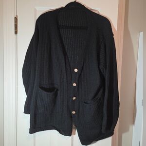 Black Curve Cardigan size 3X tan buttons